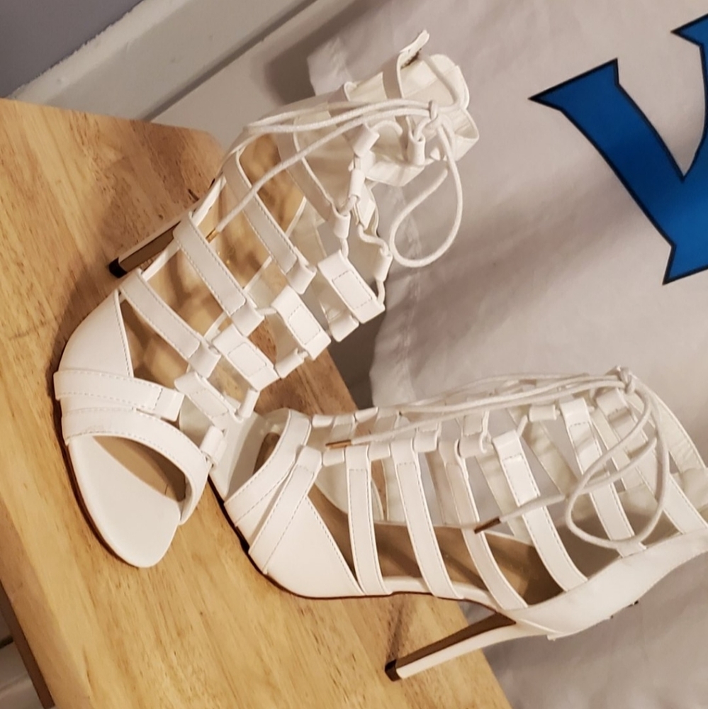 White Caged Heel